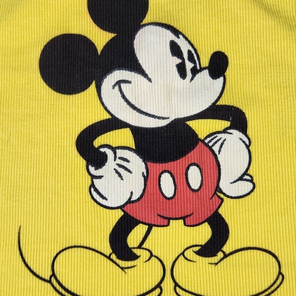 Disney Mickey Mouse Yellow Cropped Tank Top. Sz Medium. - Picture 2 of 7